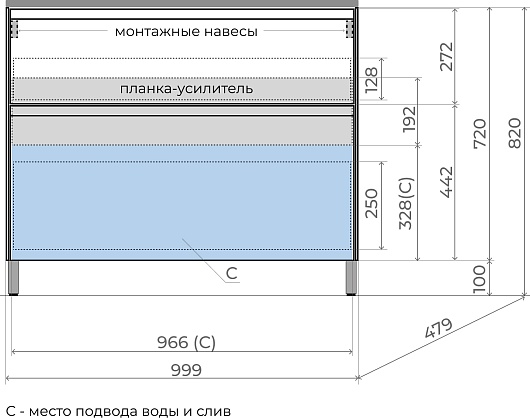 Style Line Тумба с кварцевой раковиной антрацит Лима 100 Plus эмаль графит матовая – фотография-4